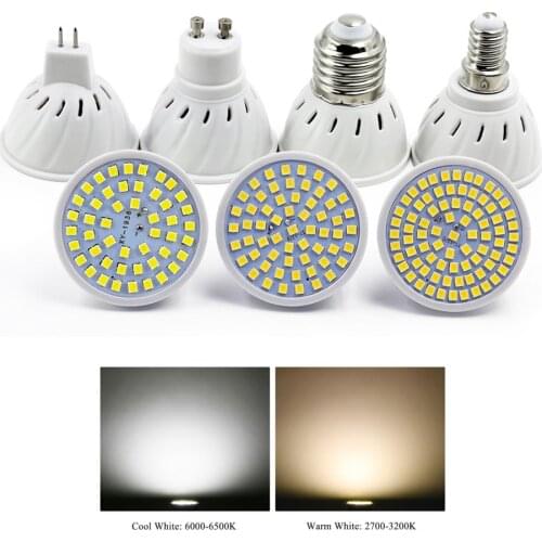 10Pcs/Lot LED Bulb MR16 GU10 E27 E14 LED Lamp AC220V 240V 2835 SMD 48 60 80 LED Spotlight Indoor Lightint