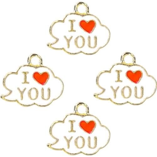 20Pcs Enamel Love Heart Cloud Charms Pendants Jewelry Making Mixed Diy Bracelet