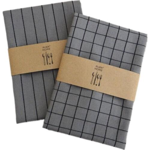 2018 New Cleaning Cloth Tea Coffee Mug Mat Home Kitchen Towels Gray Plaid Table Napkin 100% Cotton Striped Dish Towel