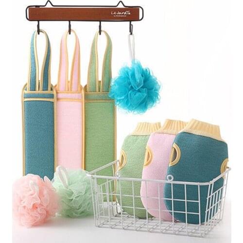 3pcs/set Body Cleaning Washcloth Bath Gloves Brush Home Bath Shower Ball Back Scrubber Set Exfoliating Skin Towel Bath Gloves