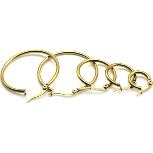 4pcs 316 Stainless Steel Gold Plated Big Circle Hoops Earring Clasp Earwires Earring Hooks for DIY Jewelry Making Findings