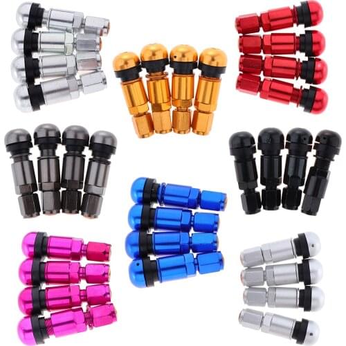 4 pcs Snap-in Tubeless Tyre Wheel Stem Air Valve Caps Motorcycle Car Tire Valve with Dust Caps Auto Truck Bike Dust Caps