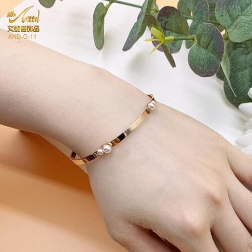 5mm Fashion Open Bangle Rose Gold With Pearl Jewelry Women Stainless Steel Cuff Bracelets For Family Lover Bangles Jewelery Gift