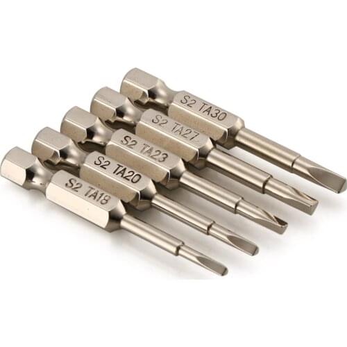 5Pcs/Set Anti Slip Magnetic Triangle Head Screwdriver Bit Steel 1/4" S2 50MM Steel Hex Shank Nozzle Pneumatic Screwdriver
