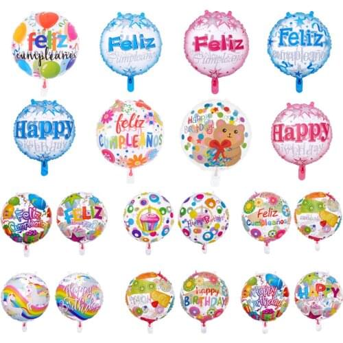 50pcs/set 18 inch transparent birthday party bubbles balloons round helium globes Spanish English birthday party decorations