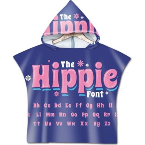 English Letters Words Children Sport Swimming Beach Cloak Towel Kids Cartoon Hooded Bath Towel For Baby Boys Girls