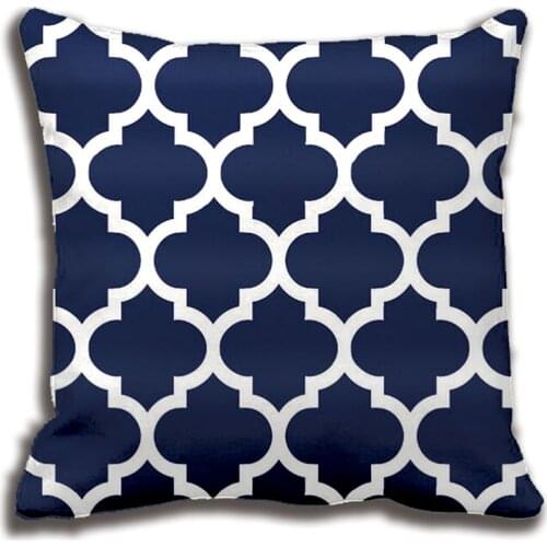 Navy Blue White Moroccan Quatrefoil Pattern Throw Pillow Decorative Cushion Cover Pillow Case Customize Gift By Lvsure For Sofa