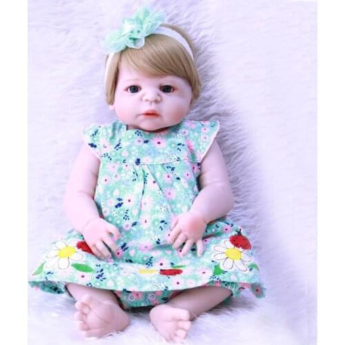 DOLLMAI 22" Fashion brand girl doll reborn full body silicone vinyl can enter water bath doll toys bebe gift reborn realista