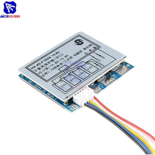 Diymore 100A 4S 3.7V 18650 Lithium Cell/3.2V Iron Phosphate Battery BMS Protection Charge Board Over-Charge Over-Discharge Board