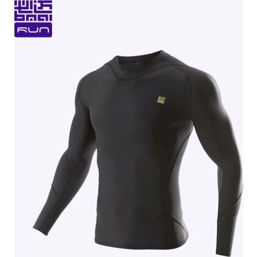 BMAI Fitness Running T Shirt for Men Sport Long-sleeved Tights T-shirts Women Breathable Gym Clothing Mens New Yoga Sportswear