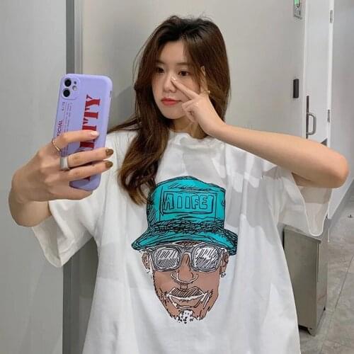 Summer womens t-shirt Oversized t-shirt O-neck short sleeve t-shirts Harajuku cotton vintage clothing apparel punk printing Top