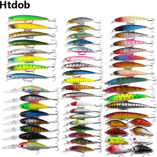 Htdob Minnow 53/56pcs Fly Fishing Lure Set Hard Bait China Jia Lure Wobbler Carp Mixed Models Fishing Tackle Drop Shipping