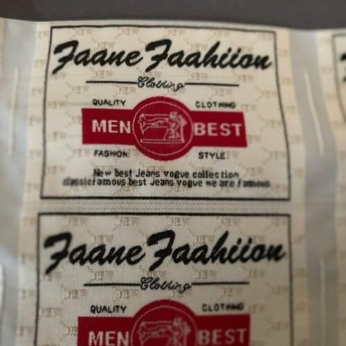 Custom High Density Thick Cloth 5*7cm End Fold Woven Labels Woven Tags