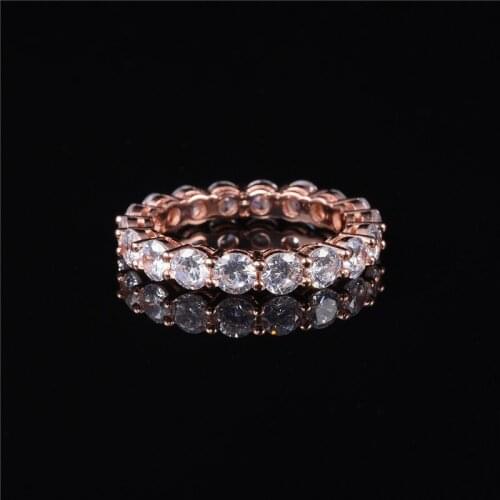 Luxury 925 SILVER & 18K Rose GOLD SETTING PAVE FULL ETERNITY BAND ENGAGEMENT WEDDING Rings DIAMOND PLATINUM ring Jewelry