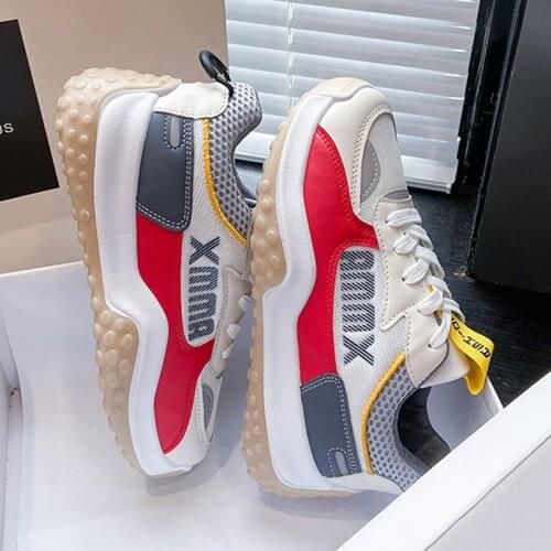 Womens Sneakers PU Leather Shallow Female Casual Footwear Lace Up Non Slip Comfortable Ladies Vulcanized Shoes Thick Bottom