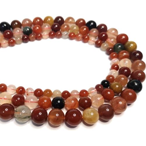 New AAA 100% Natural Red Quartz Rutilated Round Natural Stone Beads For Jewelry Making DIY Bracelet Necklace 6/8/10MM
