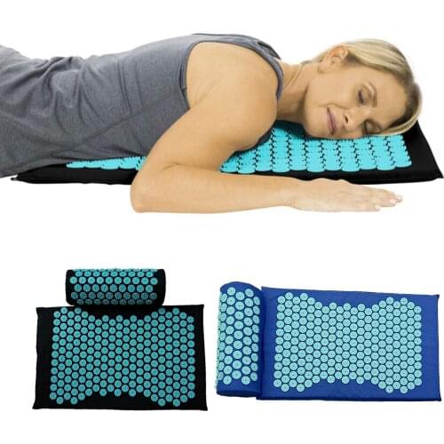Massage Acupressure Mat Cushion Pillow Set Trigger Points Massage Relaxation Yoga Acupressure Mat Blue Massage Cushion