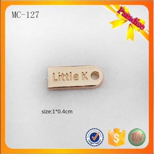 MC127 Newest small logo tag Custom Handbag Metal Tags For Garments/jewelry