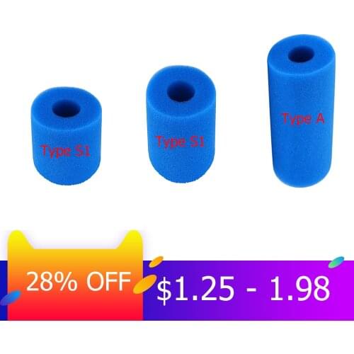 Swimming Pool Filter Foam Reusable Washable for Intex Type S1 Swimming Pool Aquarium Accessories Sponge Cartridge Suitable