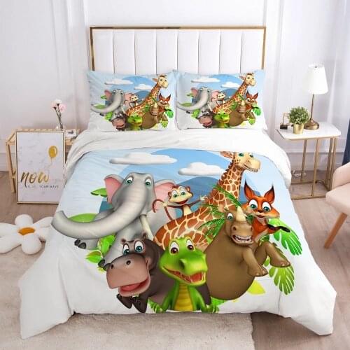 Cartoon Happy Paradise Naughty Monkey Bedding Set Boys Girls Child Crib Kit Crib Quilt Duvet Cover Pillowcase