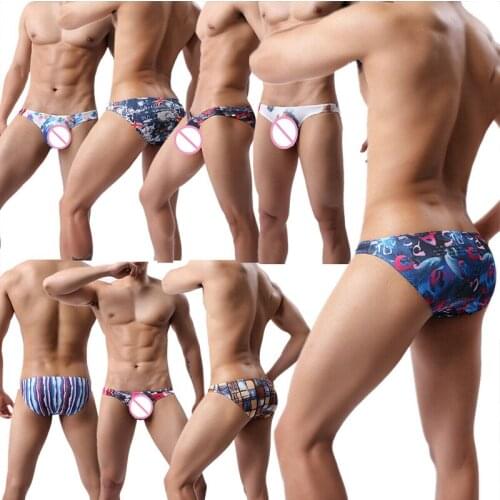 Mens Underwear Male Sexy printed Briefs Underpants for Men Brief Cotton Fiber Panties Mens Bikini Pant Men Sexy Slip Hombre