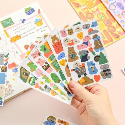 1 PCS Cute Animals Friends Party Trip Stickers Set Decorative Stationery Scrapbooking Diy Diary Album Stick Label