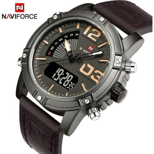 NAVIFORCE Mens Watches Top Brand Luxury Leather Watch Man Fashion Military Sport Wristwatches Relogio Masculino Clock