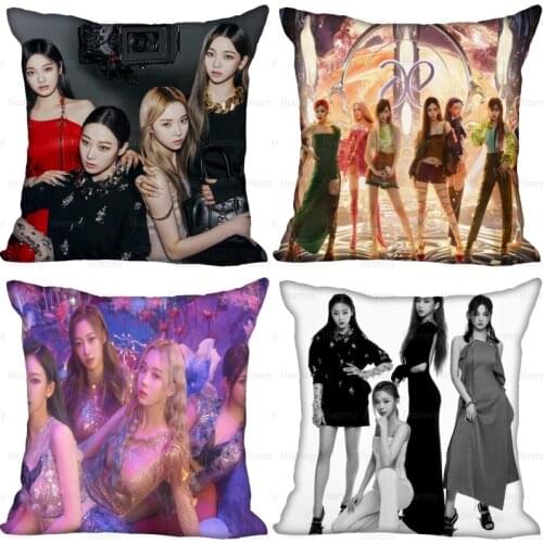 Custom KPOP Aespa Pillow Cover Bedroom Home Office Decorative Pillowcase Square Zipper Pillow Cases Satin Soft No Fade 0512