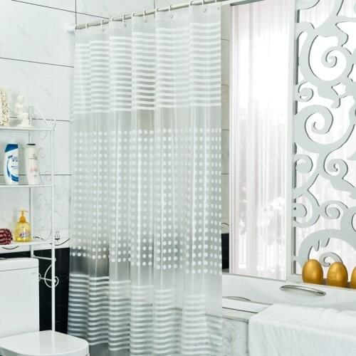 New Transparent Stripe Pattern Waterproof Mouldproof Shower Curtain Thickening PEVA Bath Curtain With Hooks Bathroom Product