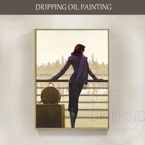 Excellent Artist Pure Hand-painted High Quality People Port of Call Brent Lynch Contemporary Art Modern Lady Portrait Painting