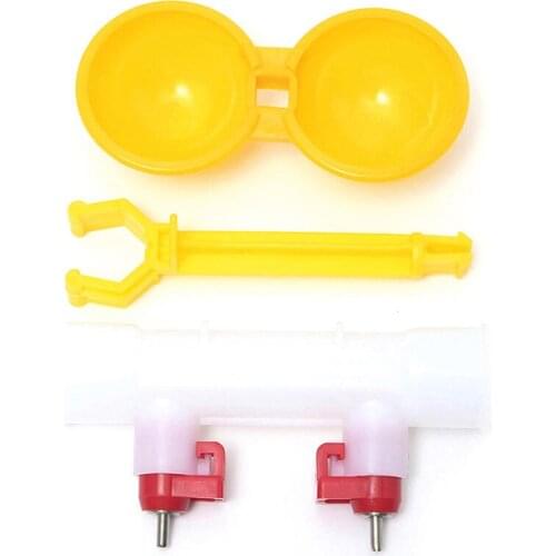 Double Outlet Drinking Hanging Chickens Cups Nipple Drinker Poultry Waterer