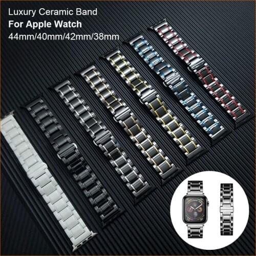 Luxury Ceramic Strap for Apple Watch Band replace watchband for iWatch 42mm 38mm Apple watch 6 SE 44mm 40mm Bracelet Wrist Bands