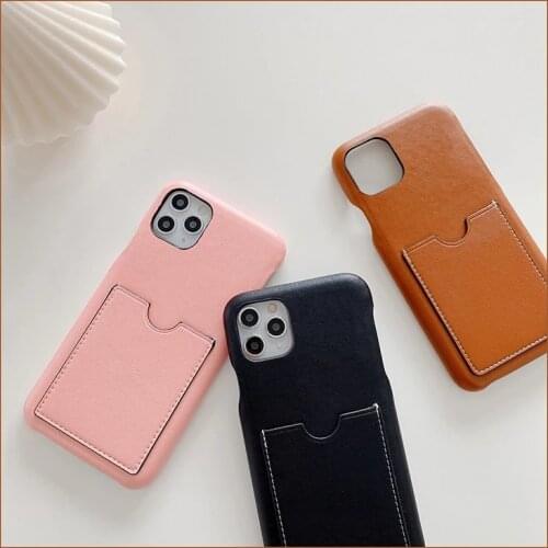 Luxury Genuine Leather Card Pocket Brand Phone Case for iPhone 12 Mini 11 Pro Max X XR 7 8 Plus Cover Accessory Phone Bag