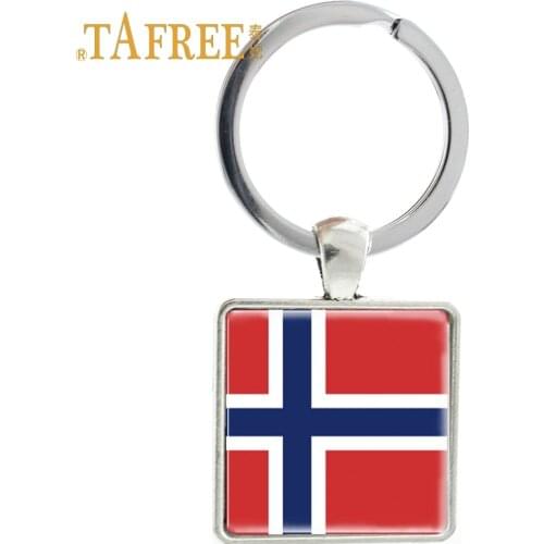 TAFREE Norway flag Square keychain Indonesia Nepal Burma key holder gift keyring Souvenir key chain jewelry FG67