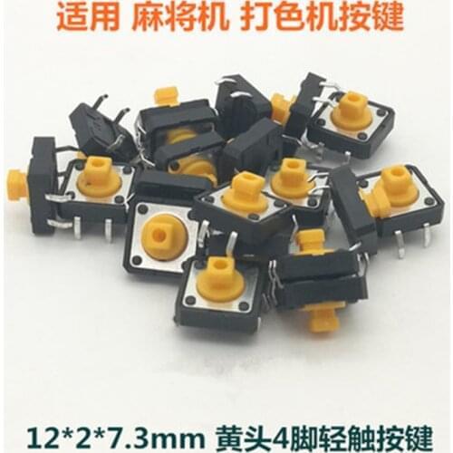 20pcs 12x12x7.3 mm Tactile Switches Yellow Square Push Button Tact Switch 12*12*7.3 mm Micro Switches