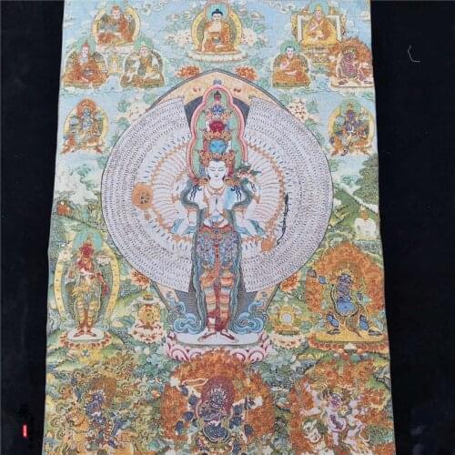 Tibet, Nepal, Thangka portrait, brocade painting, silk religious figure, Thangka thousand hand embroidery mural 5