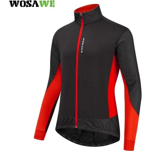 WOSAWE Mens Winter Windproof Cycling Jacket Water Repellent Full Zipper High Collar Windbreaker Long Sleeve Thermal Sport Coat