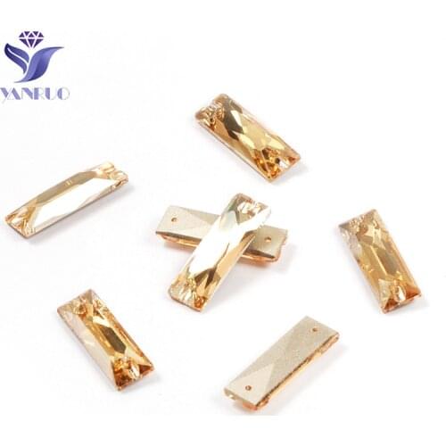 YANRUO 3255 Crystal Golden Shadow Flat Back Rhinestones AAAAA Gold Stones Strass Applique Sewn Rhinestones For Clothes