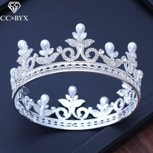 CC big tiaras and crowns hairbands pageant engagement wedding hair accessories for bride queen fine jewelry round shape XY212