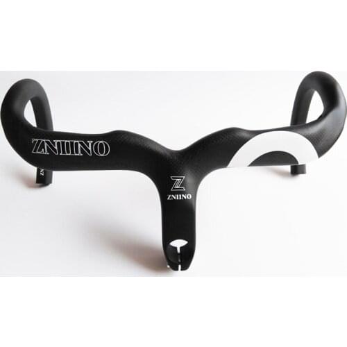ZNIINO 2020 NEW white Matte Full Carbon Fiber Integrated Road Bicycle Handlebar Bike Handle Bent bars with stem 400/420/440mm
