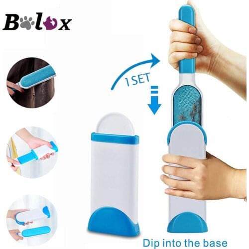 1set Pet Hair Remover Brush Cat dog Fur Brush Base Double Device Dust Static Magic Lint Brush Cleaners Cloth cleaning tools