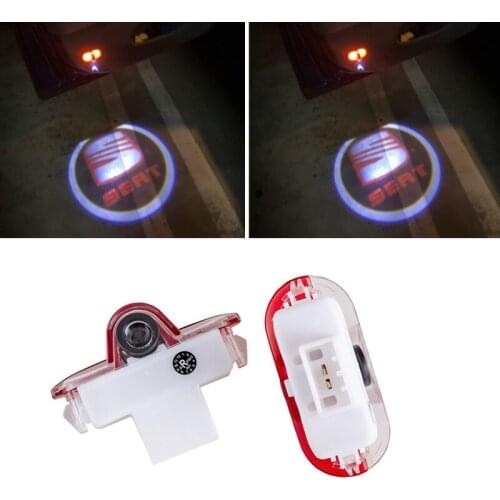 2 X LED Car Door Courtesy Laser Decoration Logo Projector Ghost Shadow Light Accessories For SEAT FR Alhambra Leon MK1 2005 2006