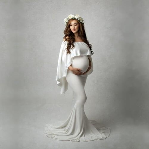 2021 Maternity Photography Cape and Dress Sets Pregnancy Dresses For Photo Shoot Photography Prop Maxi Gown Pregnant Clothes