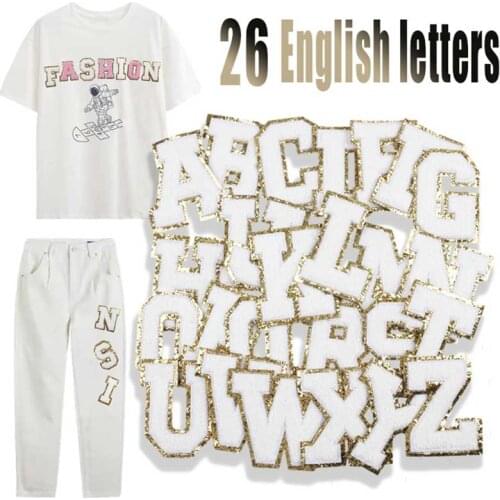 26 English Letters Wild Embroidery Patches For Clothing DIY Thermal Adhesive Applique Fashion Iron-On Transfers Clothes Patches