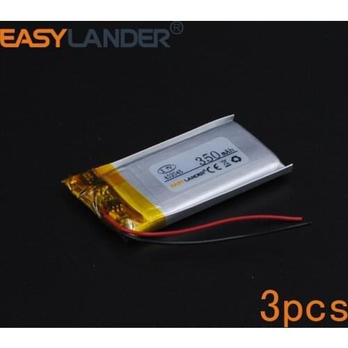 3pcs/Lot 3.7V 350mAh Polymer Li-ion Battery For Game Player mouse recorder speaker RC toys headephone Remote controller 402045