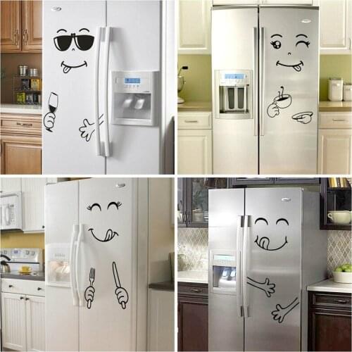 3D kitchen sticker Yummy Happy Face Kitchen Refrigerator Vinyl mural Cute Creative Sticker Art Wall decal Refrigerator Decor