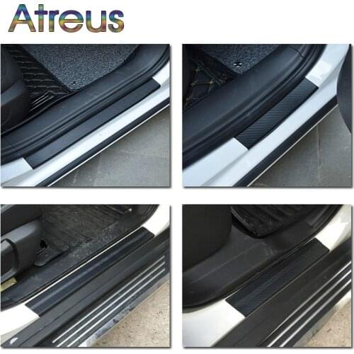 4Pcs Car Door Plate Carbon Fiber Anti Scratch Stickers for Toyota Corolla Seat Leon Jeep Fiat Skoda Fabia Rapid Renault Duster