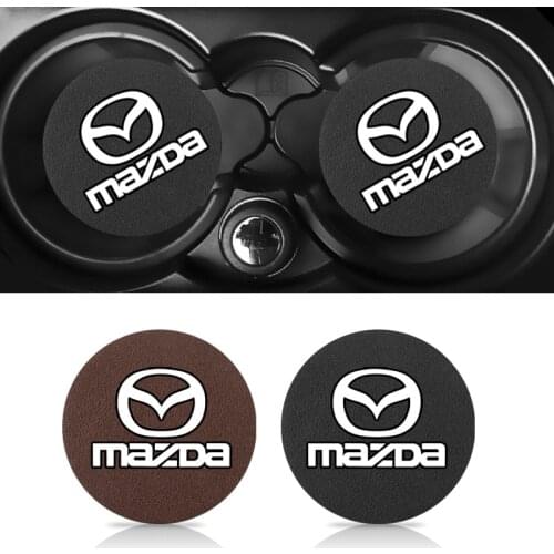 2Pcs Car Cup Holder Pad PU Leather Slot Non-slip Coaster Mat For Mazda 3 6 CX5 5 2 323 CX7 Demio Atenza Axela MX30 CX30 CX3 CX9