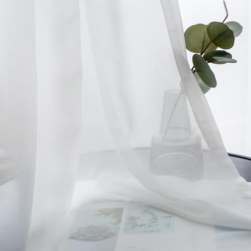 White Sheer Voile Yarn Chiffon Tulle Curtains for Living Room Kitchen Bedroom Home Decoration Window Treatment