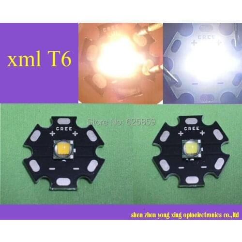 Freeshipping! 1pcs white /warm white CREE XLamp XML T6 LED 10W LED Chip Emitter for DIY with 20mmstar